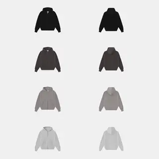 Boxy Zip-Hoodie 630 g, ohne Logo
